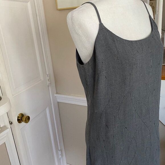 Express Gray Silver Threaded Spaghetti Strap Knee length Dress SZ 11/12 - Picture 3 of 11